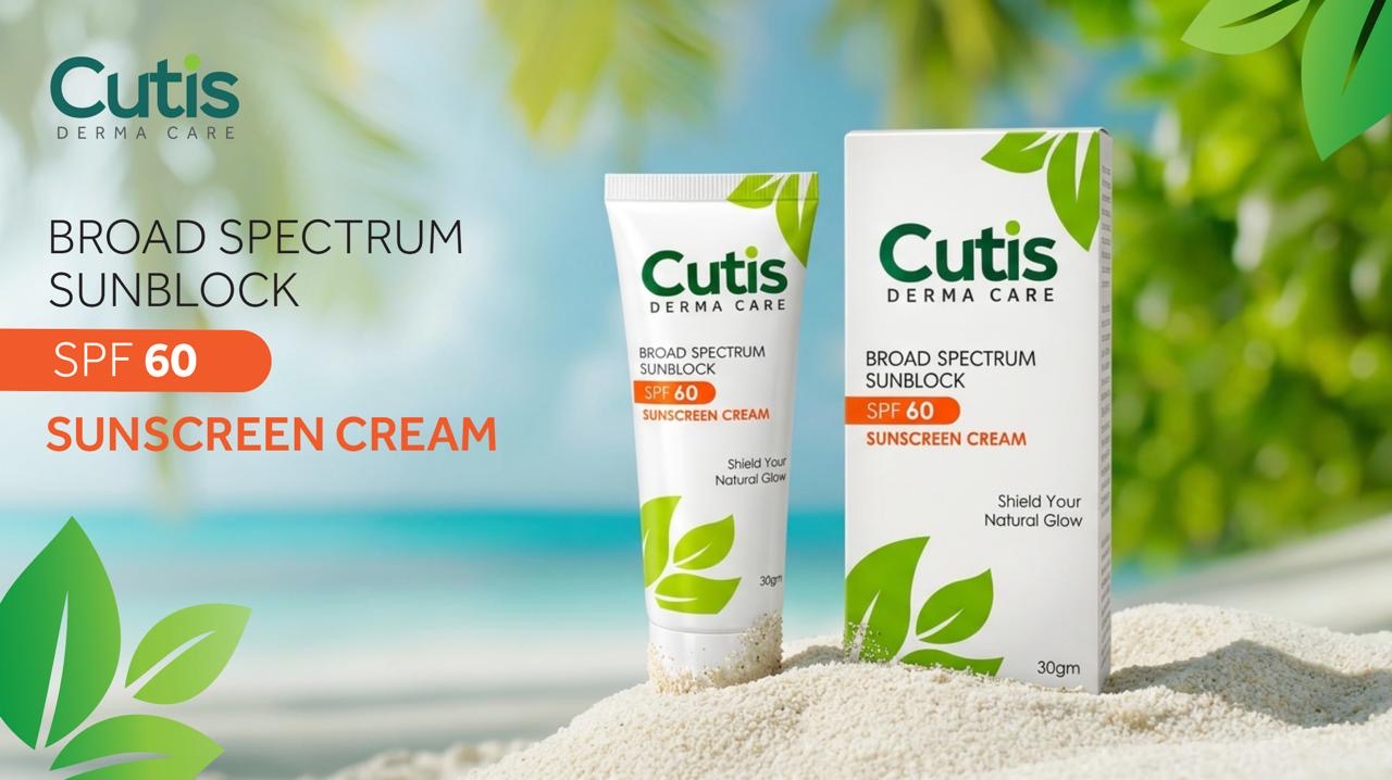 Broad Spectrum Sunblock SPF 60 original CUTIS product packaging and promotional artwork